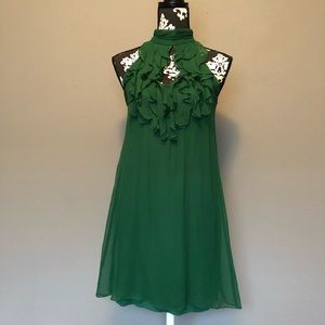 True Couture Silk Mod Cocktail Dress Ruffle